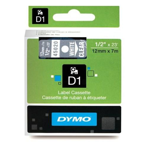 Dymo etikete bela na prosojen (45020 / S0720600), 12mm, laminirano