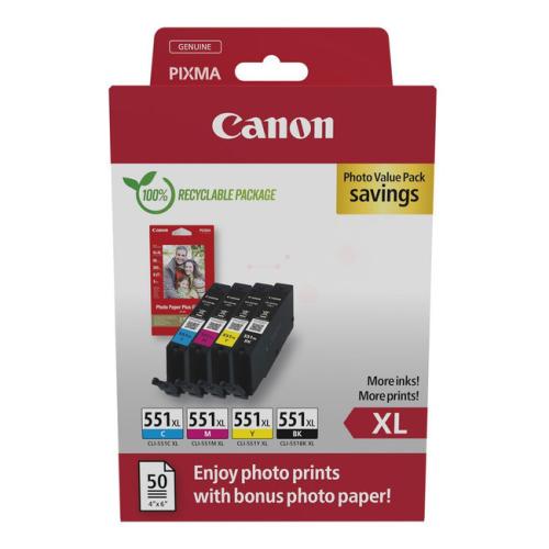 Canon polnilo za kartušo / foto papir črna / cian / magenta / rumena (6443B006 / CLI551XL) (multipack, high capacity)